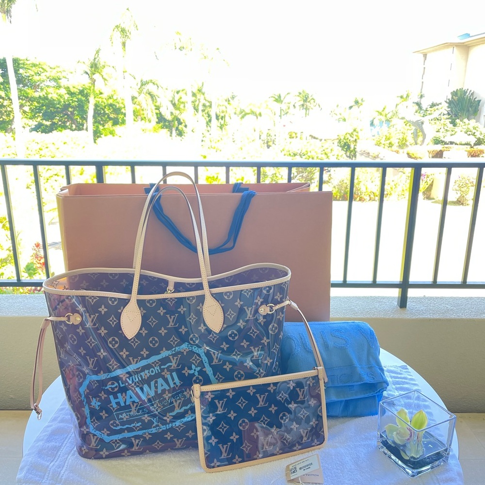 NEW LOUIS VUITTON  PVC Monogram HAWAII Neverfull GM M14490